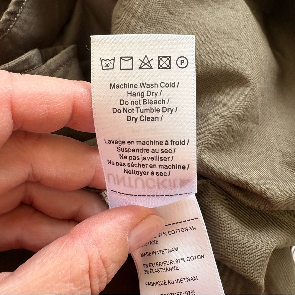 Untuckit For Her Olive Green Glynis Shirt Dress Long Sleeve Women’s Size Large - Picture 6 of 6